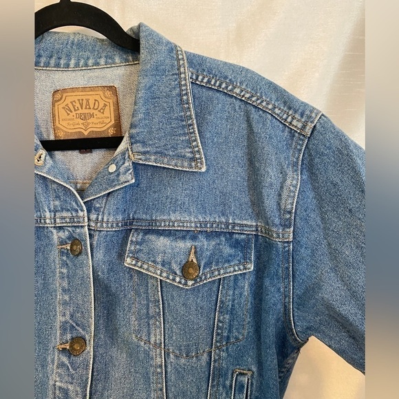 Vintage Nevada Denim Jean Jacket Medium Wash  Girls XLG 14/16 - Picture 6 of 12